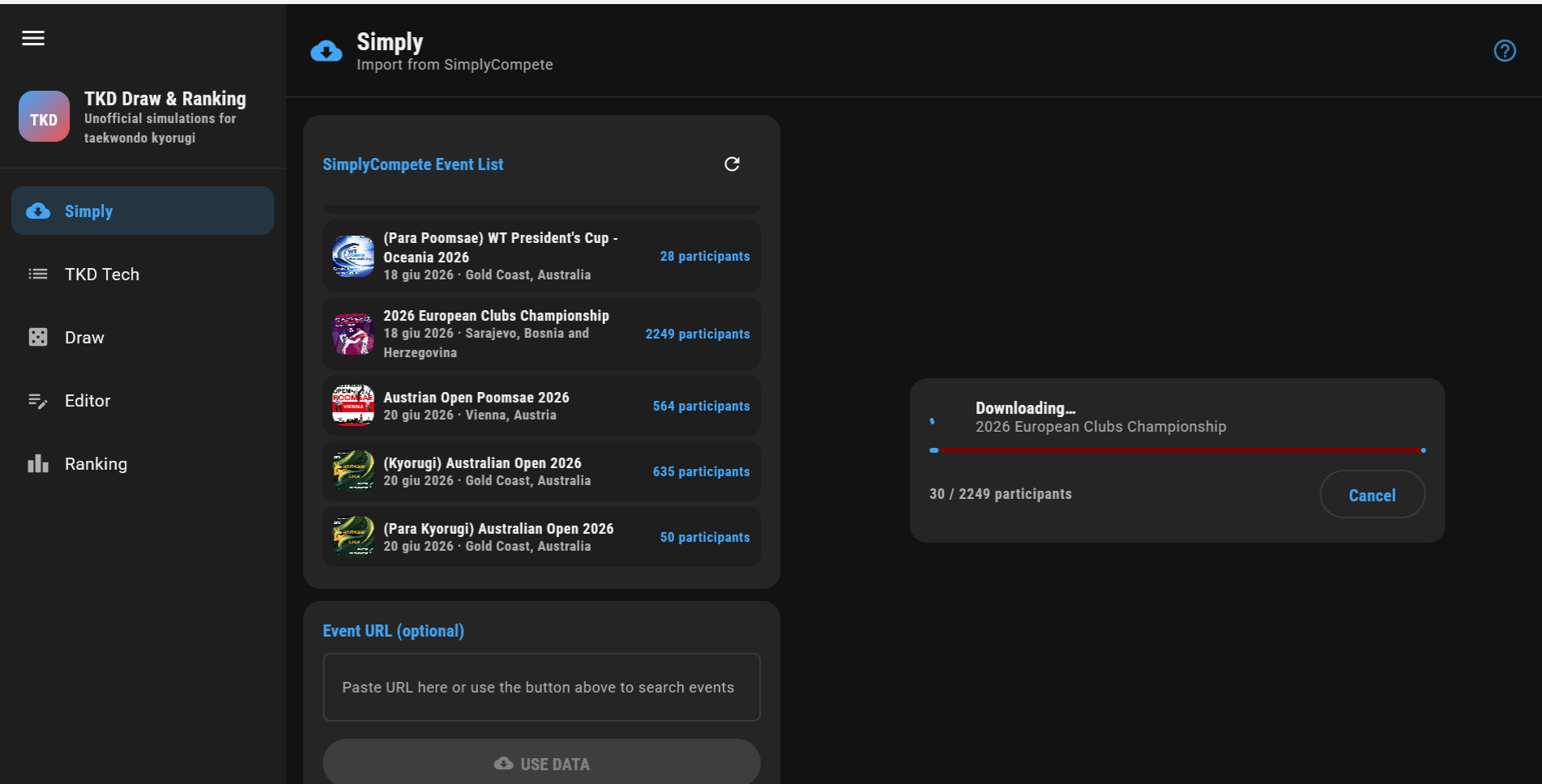 Downloading a full participant list from a competition platform